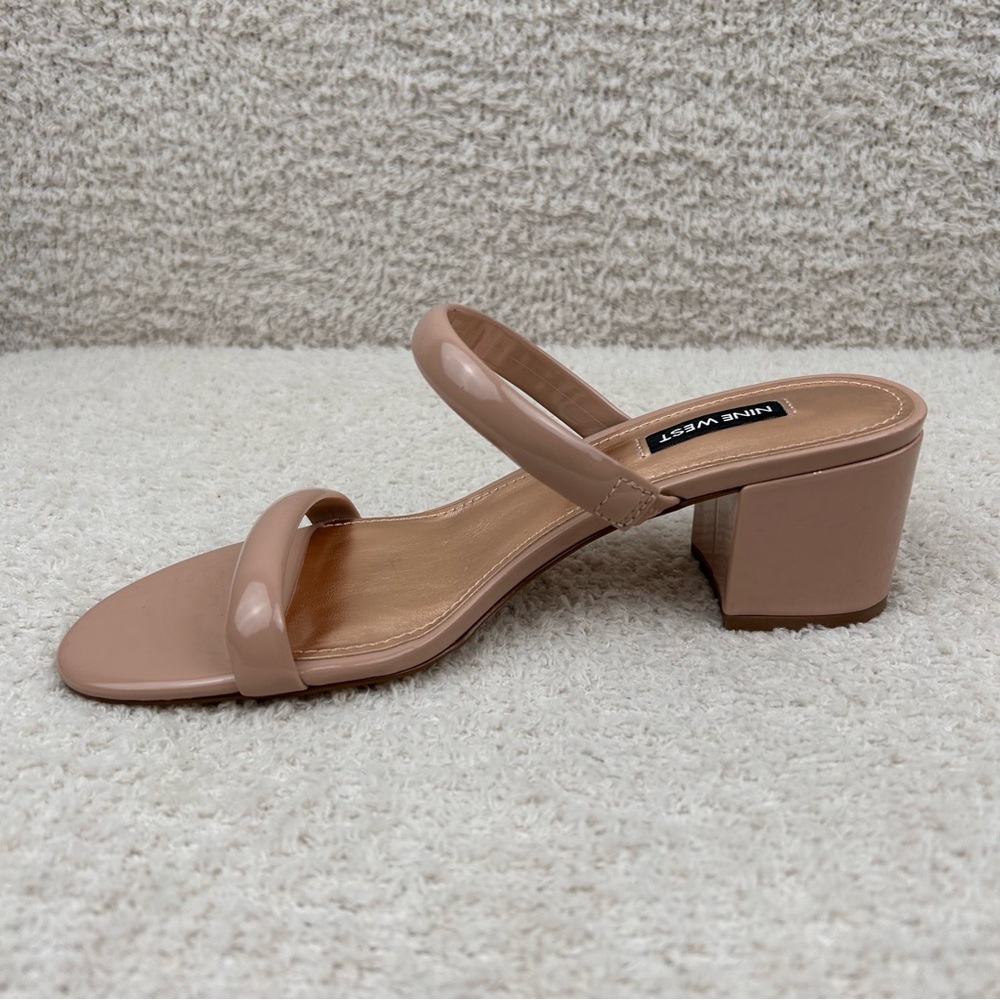 Nine West Heels Womens 8.5M Beige Tea 3 Strappy Classic Professional Block Heel - Picture 8 of 11